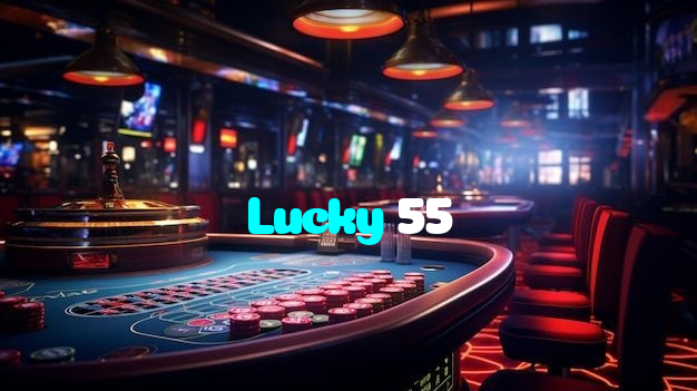 Lucky 55 casino presented on mobile device in Pakistan with slots and live games